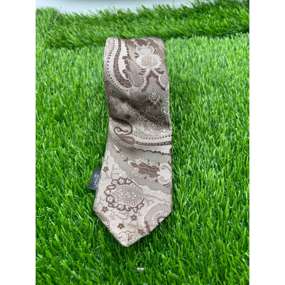 H&M 100% Silk Brown Paisley Patterned Necktie Classic Men's Fashion Formal‎